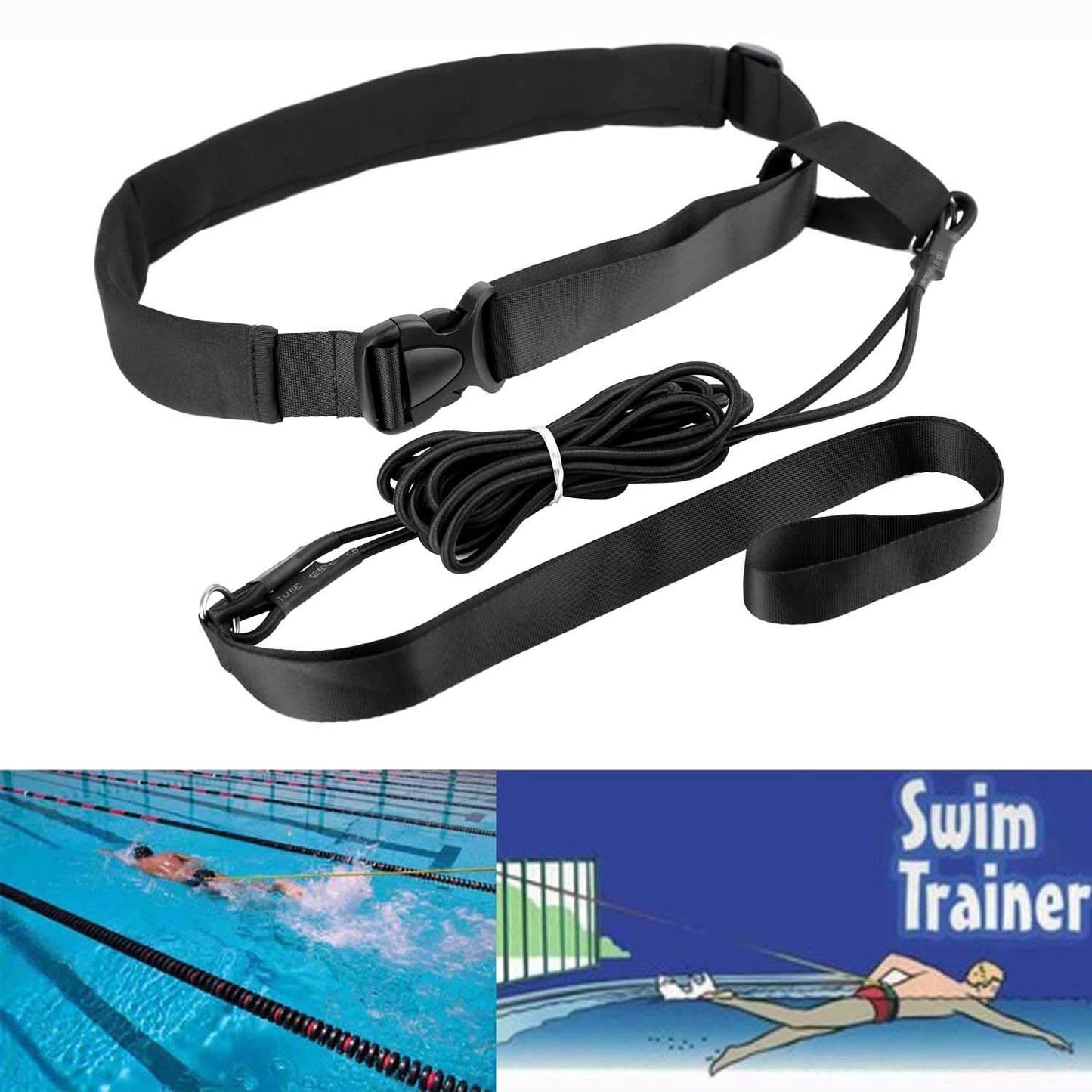Cross-Border Swimming Resistance Strength Training Equipment Elastic Rope Swimming Training Belt Set Swimming Equipment