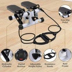 Mini Steppers For Exercise With Resistance Bands And LCD Monitor Without Battery